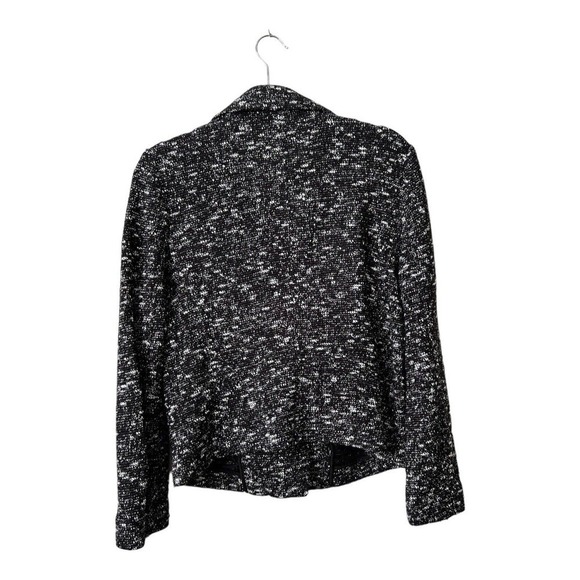 Banana Republic Womens Blazer Black White Tweed Size 10 Asymmetrical Zipper‎ - Picture 2 of 11